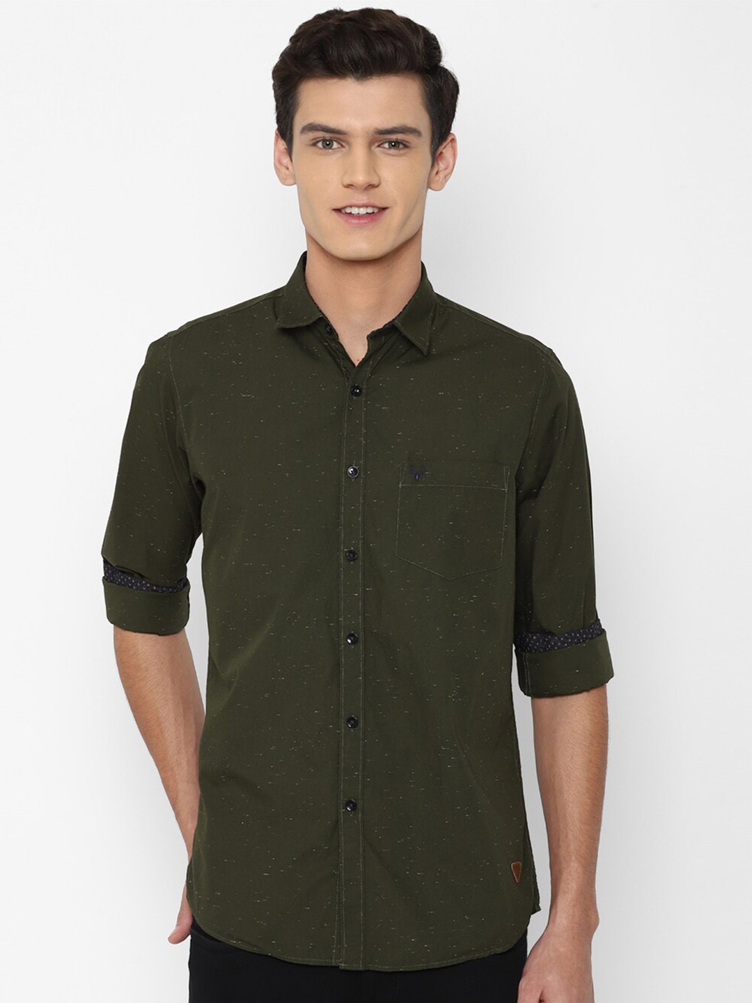 

Allen Solly Men Slim Fit Printed Pure Cotton Casual Shirt, Olive