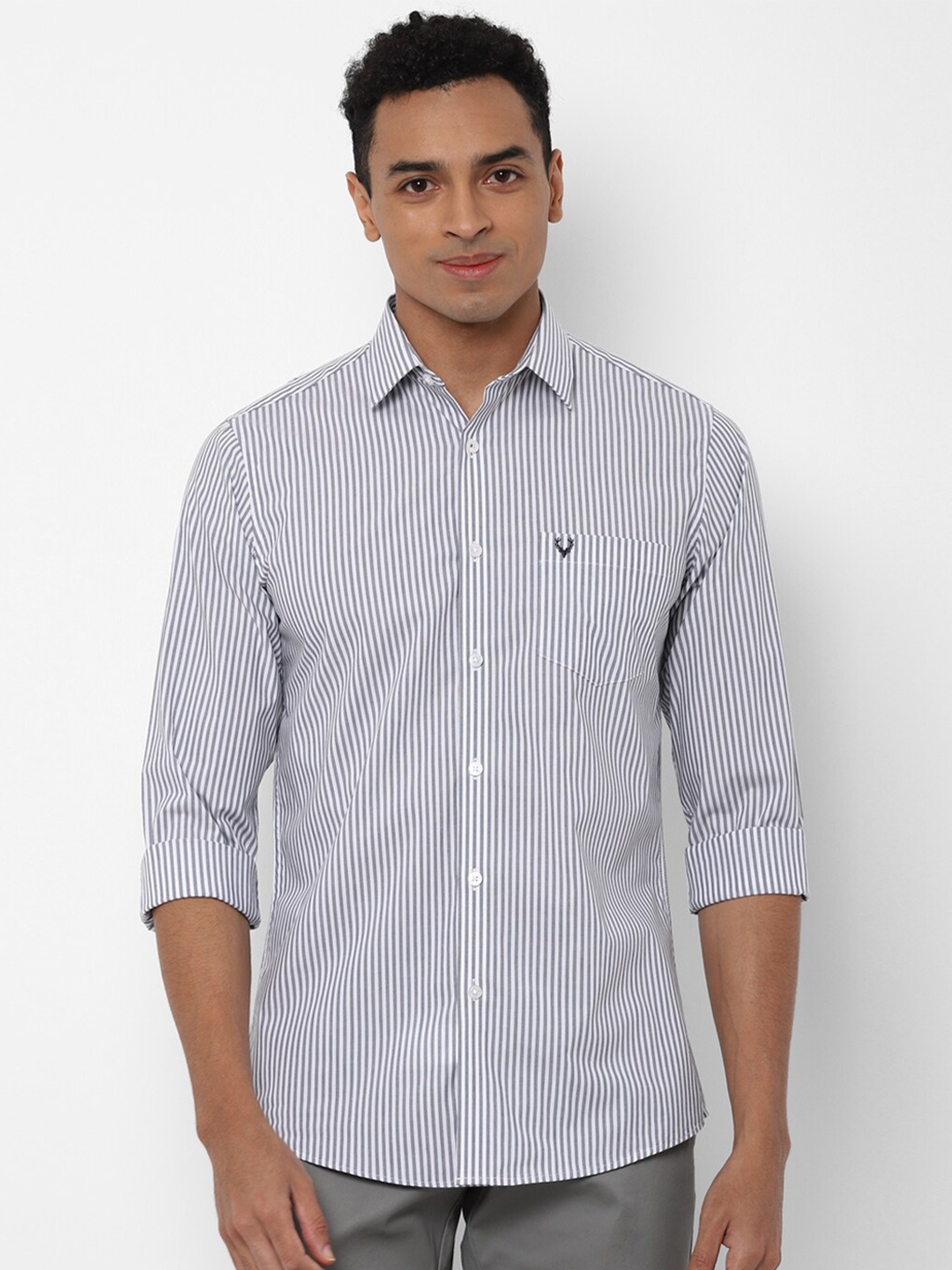 

Allen Solly Men Slim Fit Striped Casual Shirt, Grey