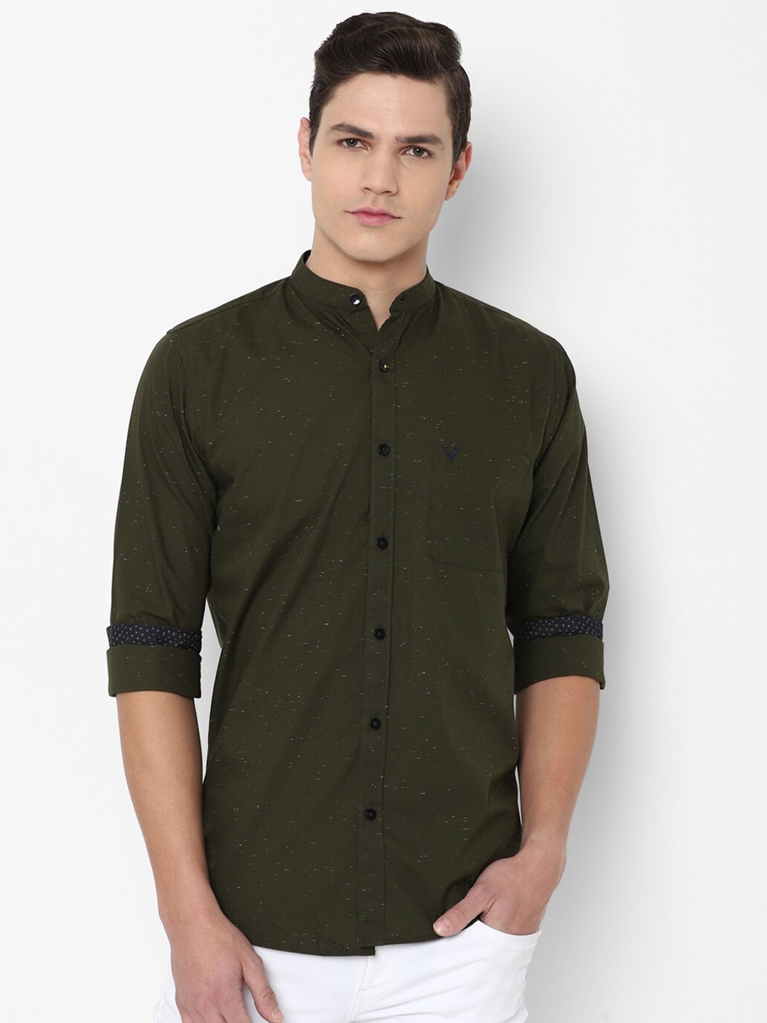 

Allen Solly Men Slim Fit Printed Pure Cotton Casual Shirt, Olive