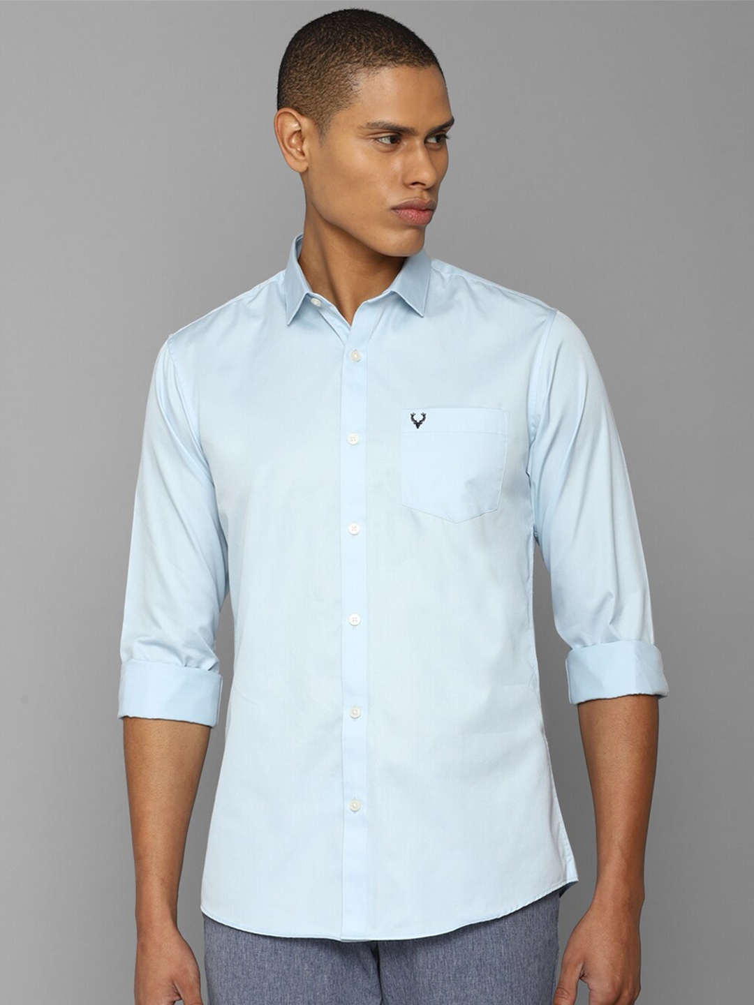 

Allen Solly Men Spread Collar Slim Fit Casual Shirt, Turquoise blue