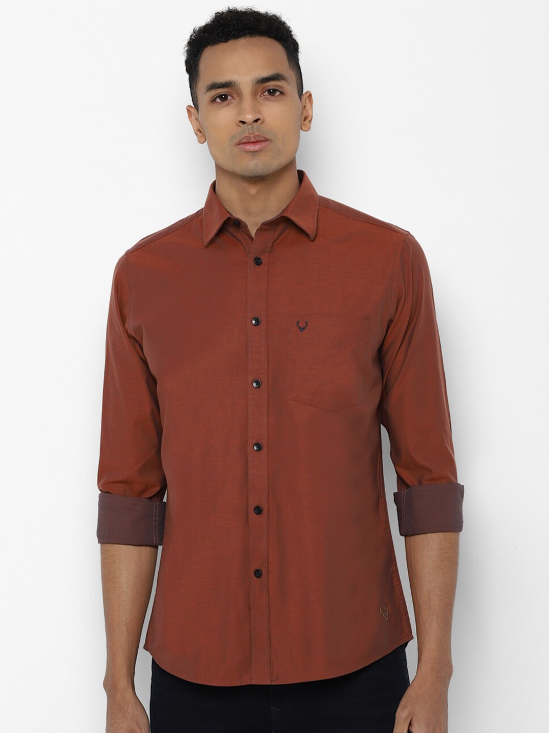 

Allen Solly Men Slim Fit Cotton Casual Shirt, Rust