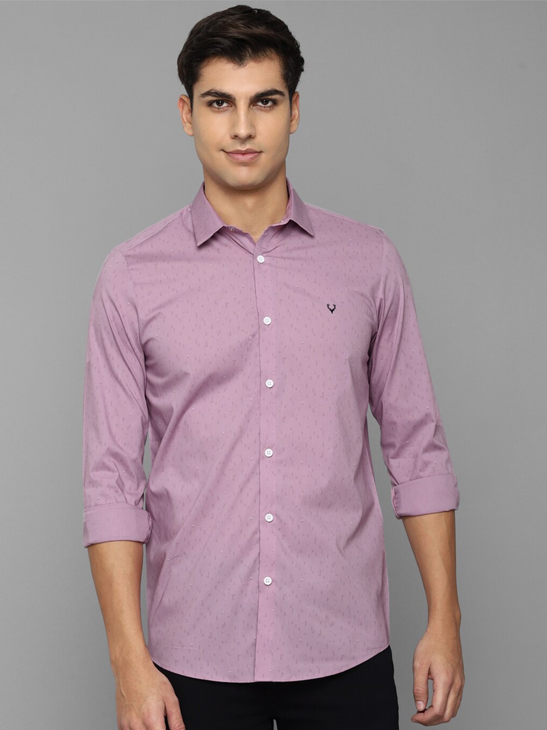 

Allen Solly Men Slim Fit Printed Cotton Casual Shirt, Purple
