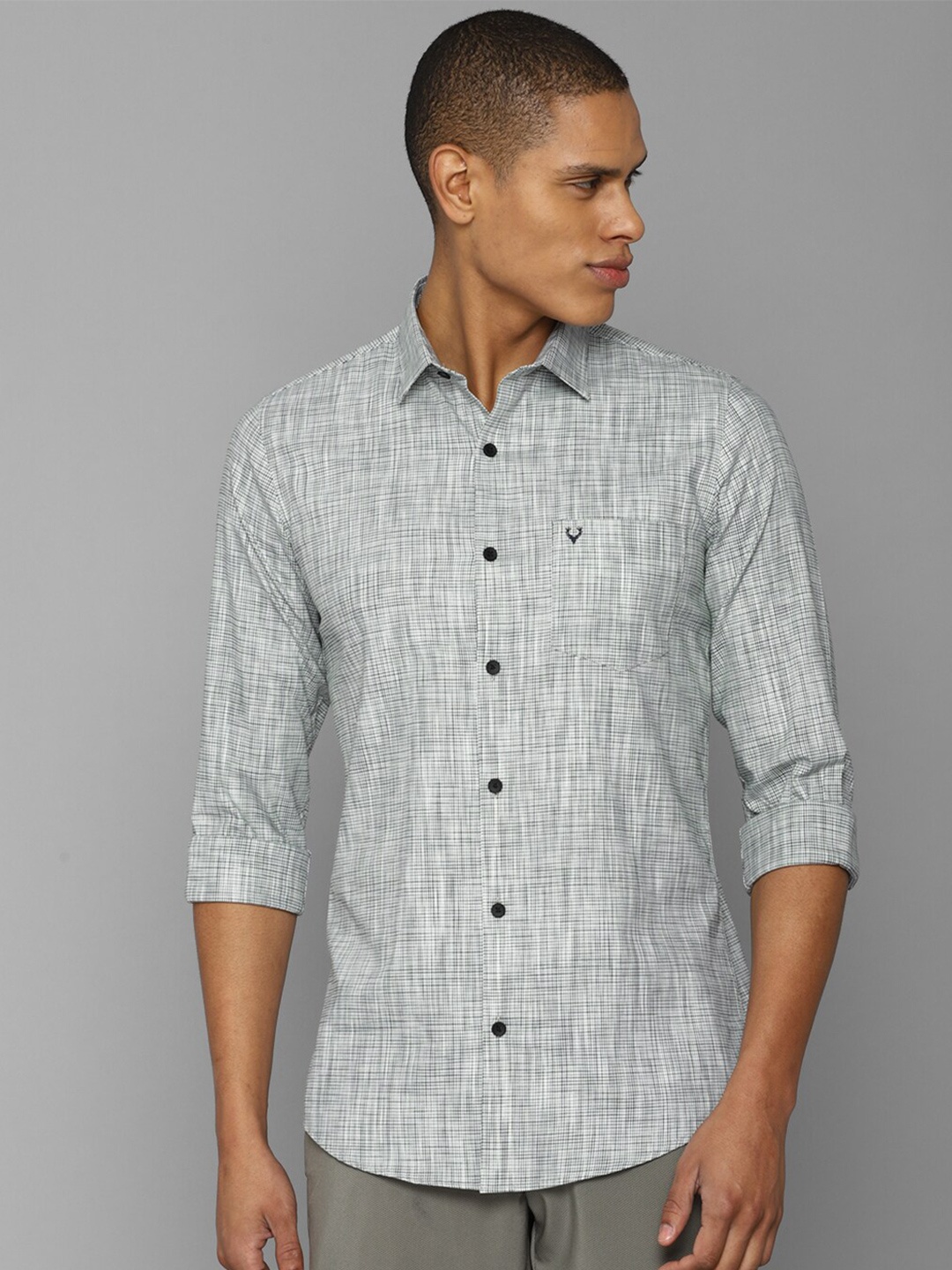 

Allen Solly Men Slim Fit Checked Casual Shirt, Grey