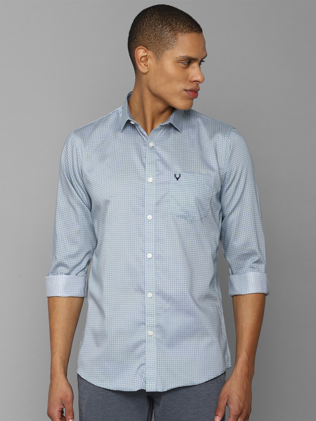 

Allen Solly Men Slim Fit Printed Pure Cotton Casual Shirt, Blue