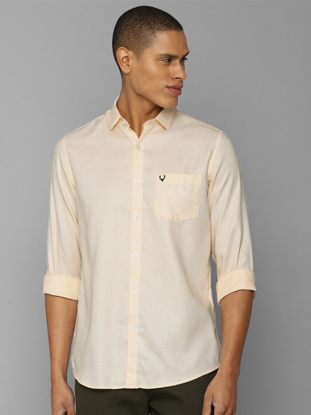 

Allen Solly Men Slim Fit Casual Cotton Shirt, Yellow