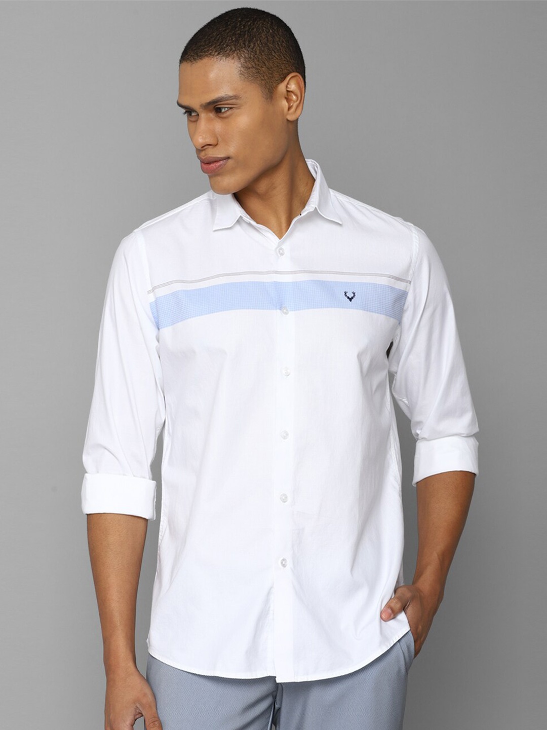 

Allen Solly Men Slim Fit Printed Casual Cotton Shirt, White