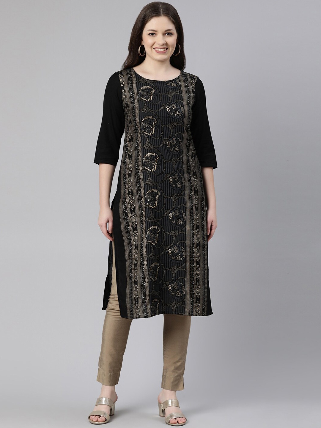 

Marcia Women Black Ethnic Motifs Printed Kurta