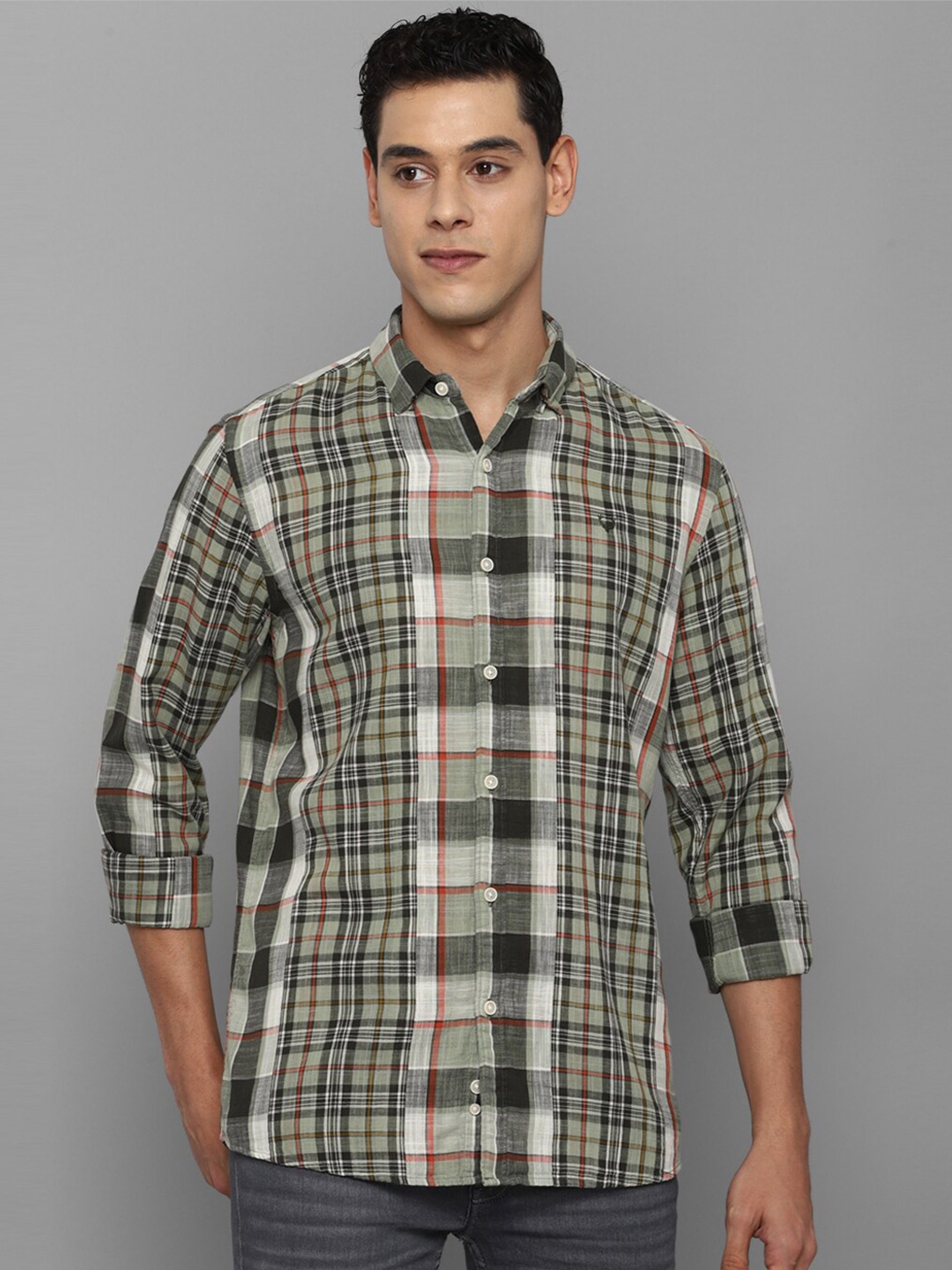 

Allen Solly Sport Men Tartan Checked Casual Cotton Shirt, Olive