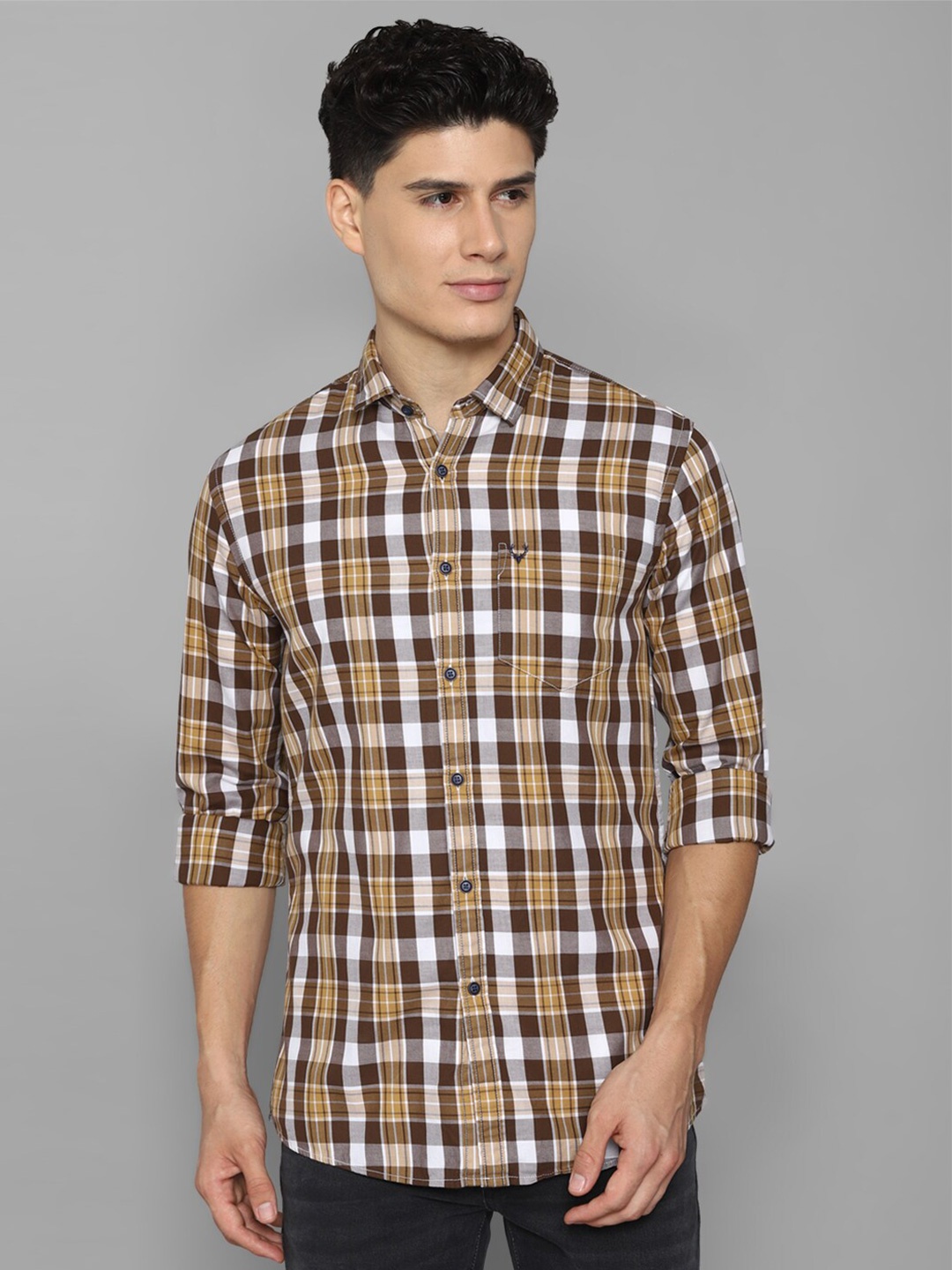 

Allen Solly Sport Men Tartan Checked Cotton Casual Shirt, Brown