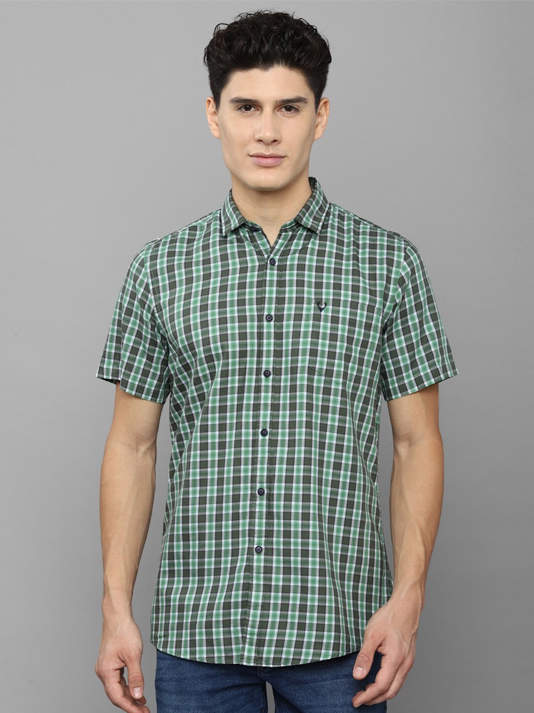 

Allen Solly Sport Men Tartan Checked Cotton Casual Shirt, Green