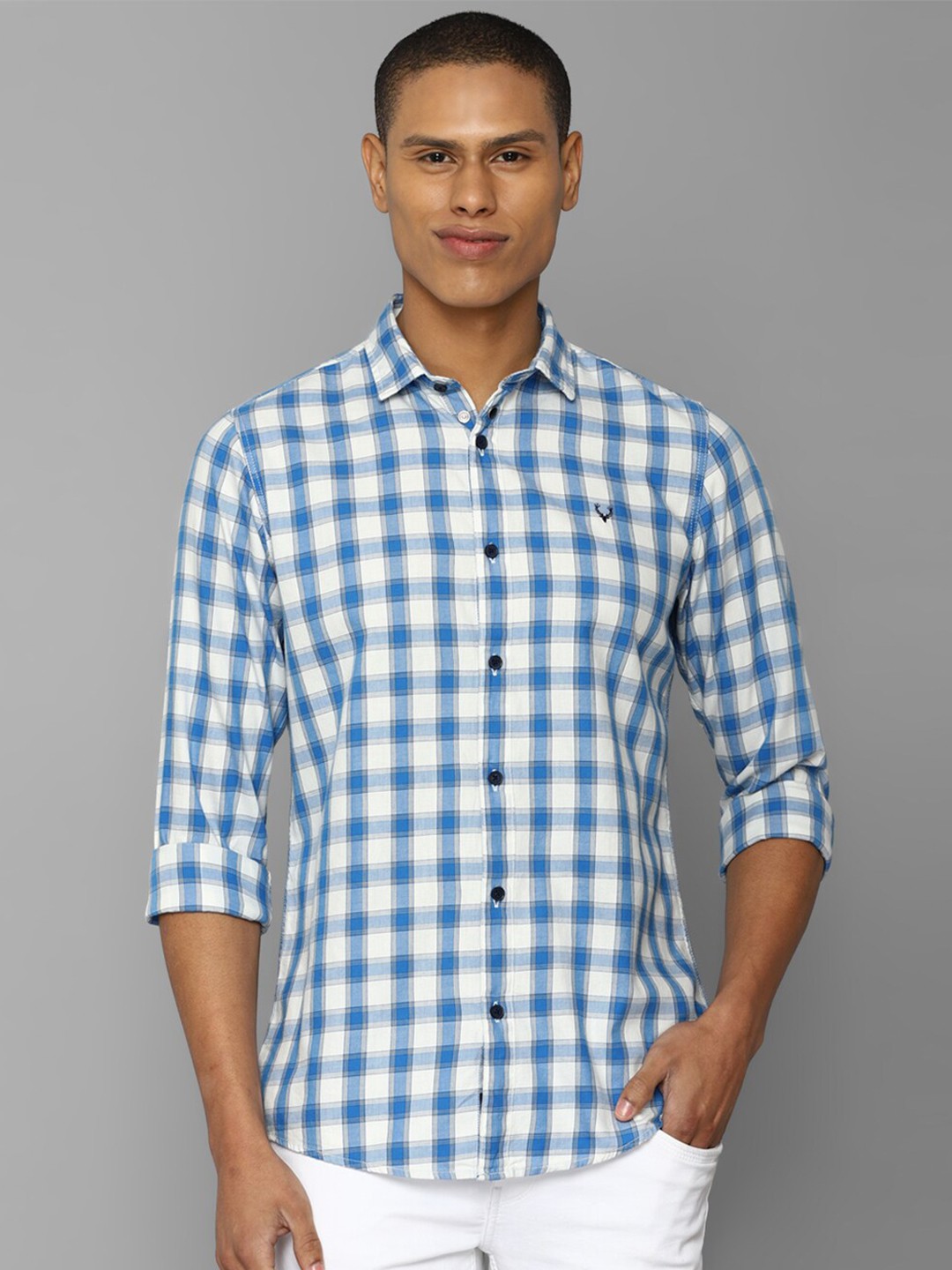 

Allen Solly Sport Men Checked Cotton Casual Shirt, Blue