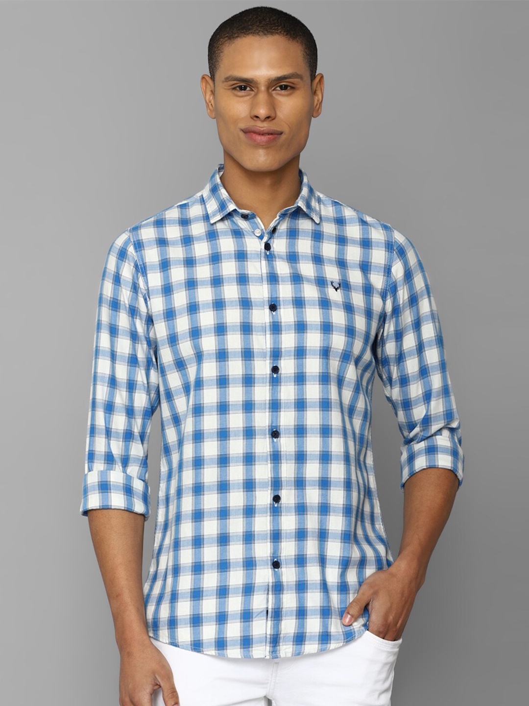 

Allen Solly Sport Men Checked Cotton Casual Shirt, Blue