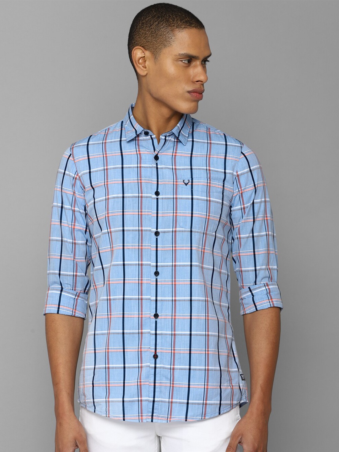 

Allen Solly Sport Men Tartan Checked Cotton Casual Shirt, Blue