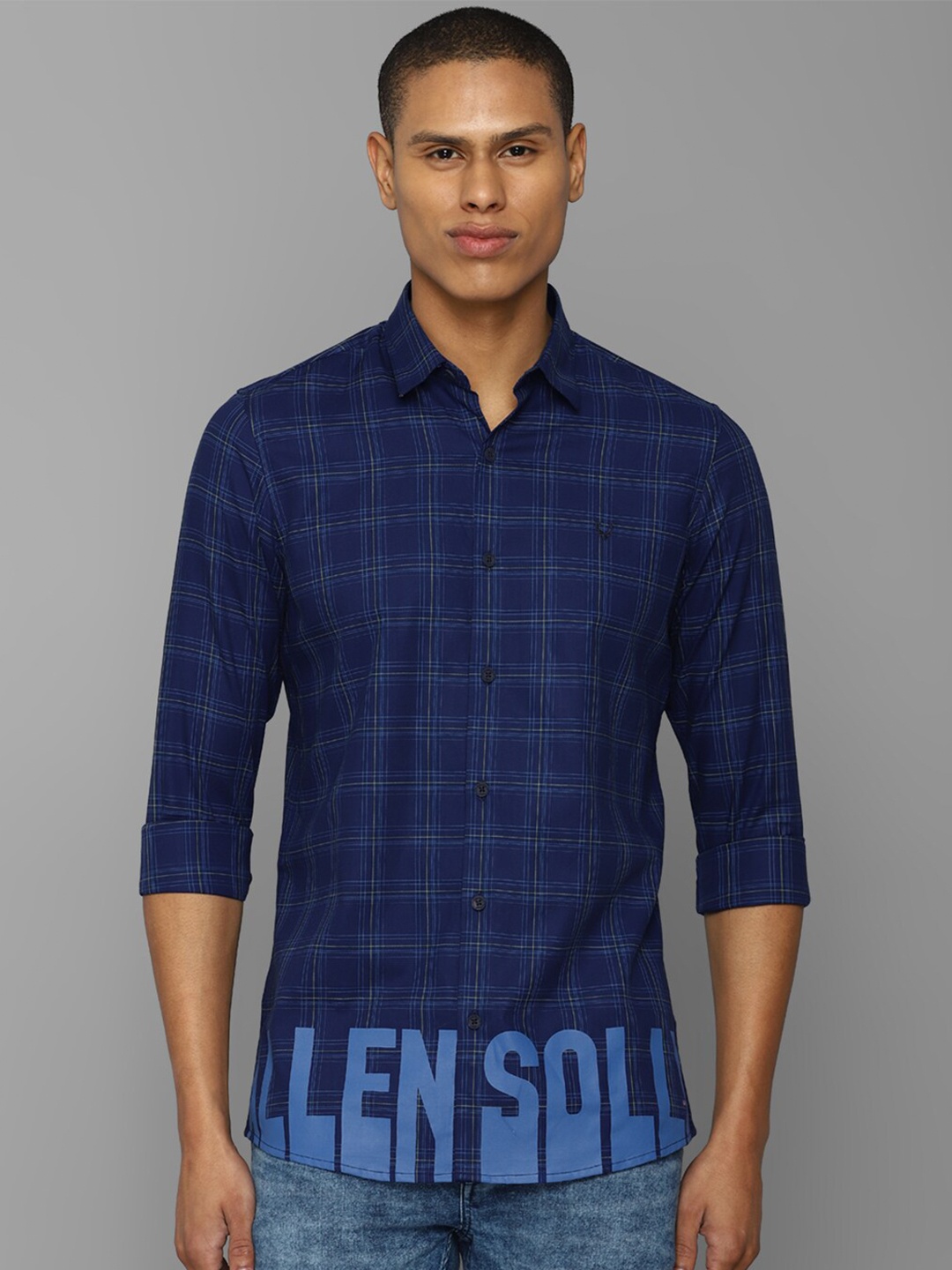 

Allen Solly Tribe Men Checked Cotton Casual Shirt, Blue