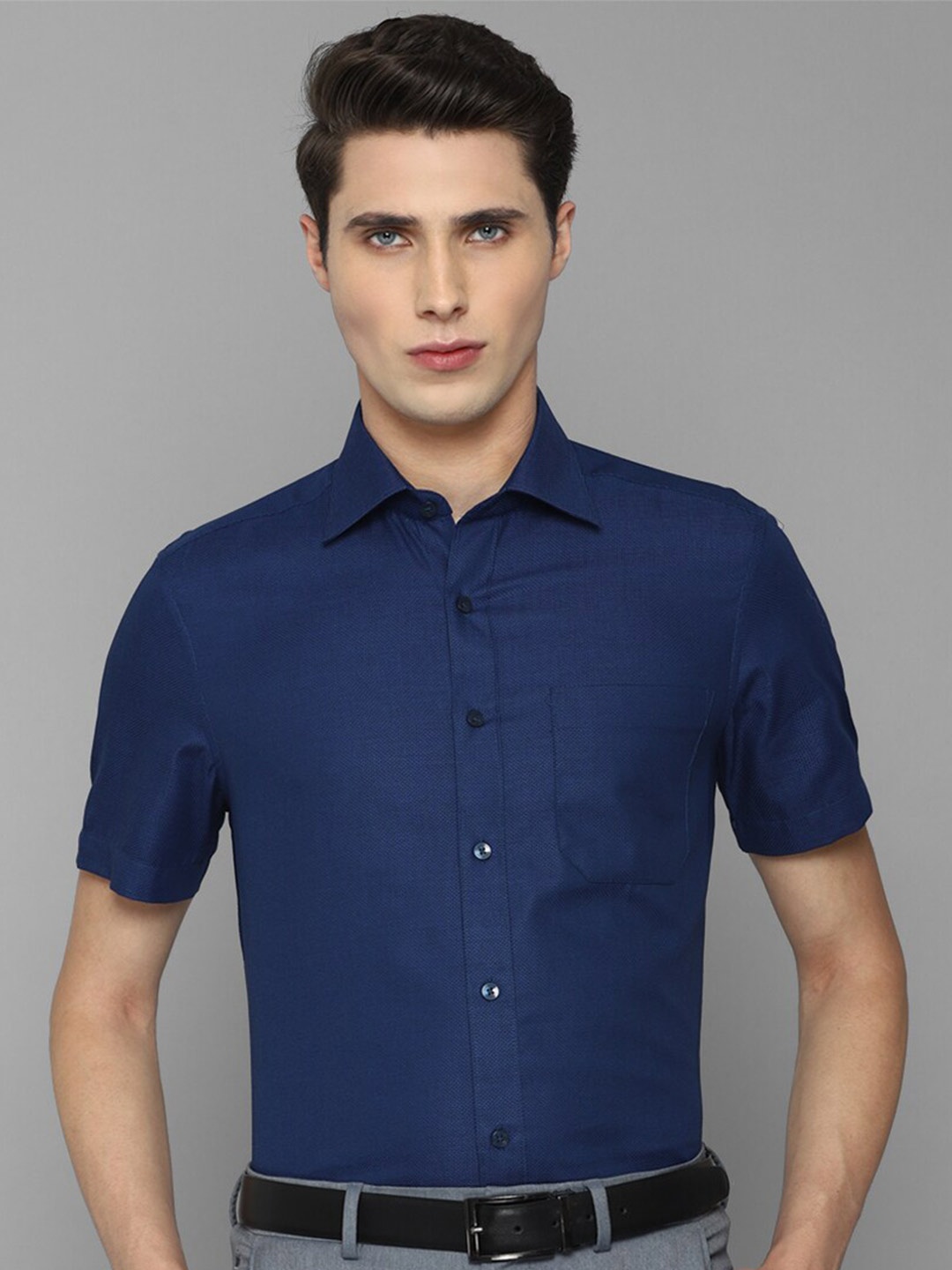 

Louis Philippe Men Cotton Formal Shirt, Navy blue