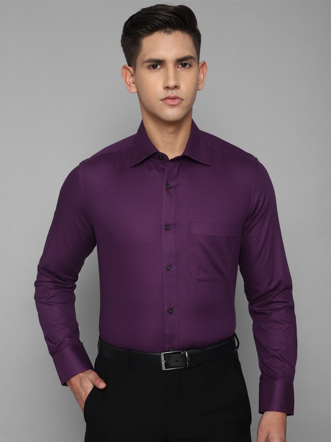 

Louis Philippe Men Cotton Formal Shirt, Purple
