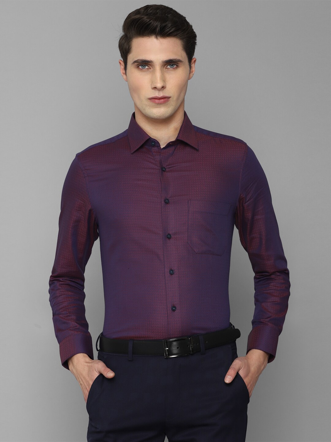 

Louis Philippe Men Slim Fit Pure Cotton Formal Shirt, Purple