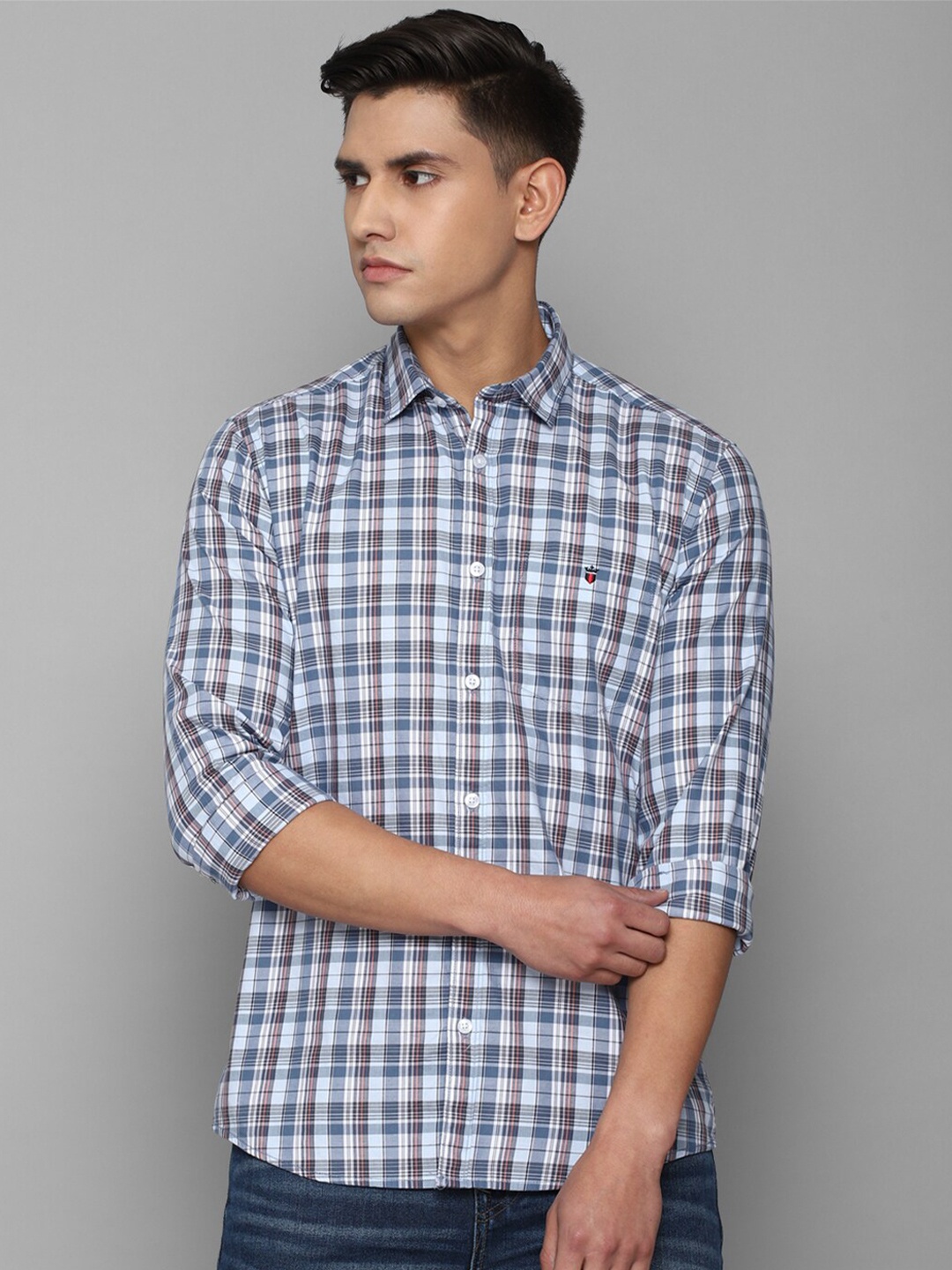 

Louis Philippe Jeans Men Cotton Slim Fit Tartan Checked Casual Shirt, White
