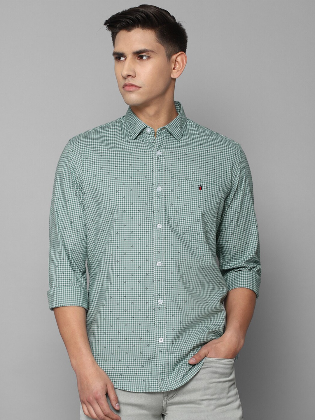 

Louis Philippe Jeans Men Cotton Slim Fit Printed Casual Shirt, Green
