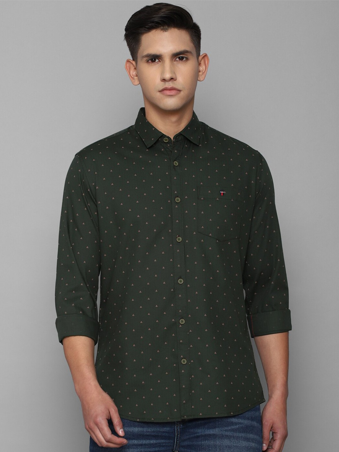 

Louis Philippe Jeans Men Cotton Slim Fit Printed Casual Shirt, Green