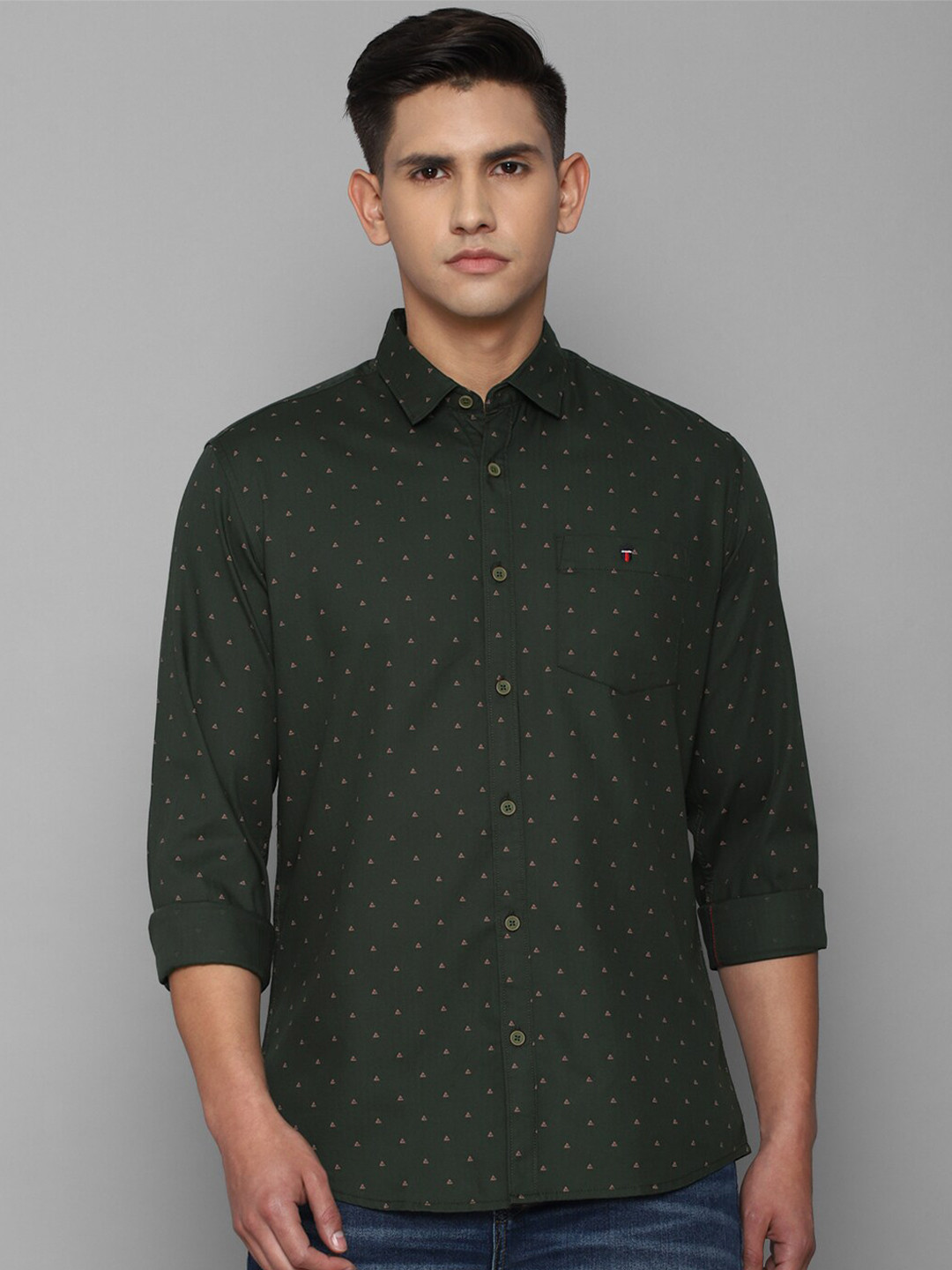 

Louis Philippe Jeans Men Cotton Slim Fit Printed Casual Shirt, Green