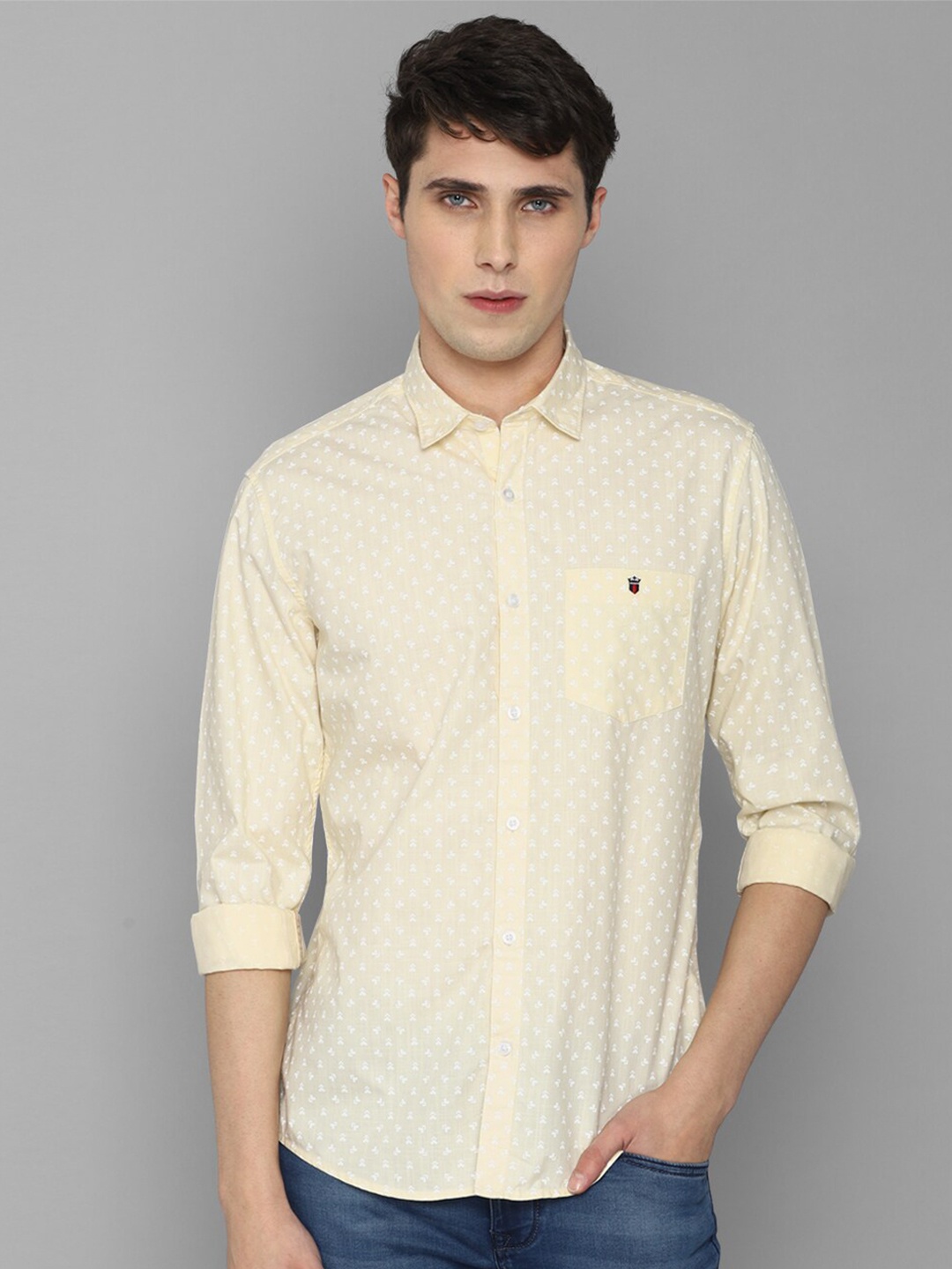 

Louis Philippe Jeans Men Slim Fit Printed Pure Cotton Casual Shirt, Yellow