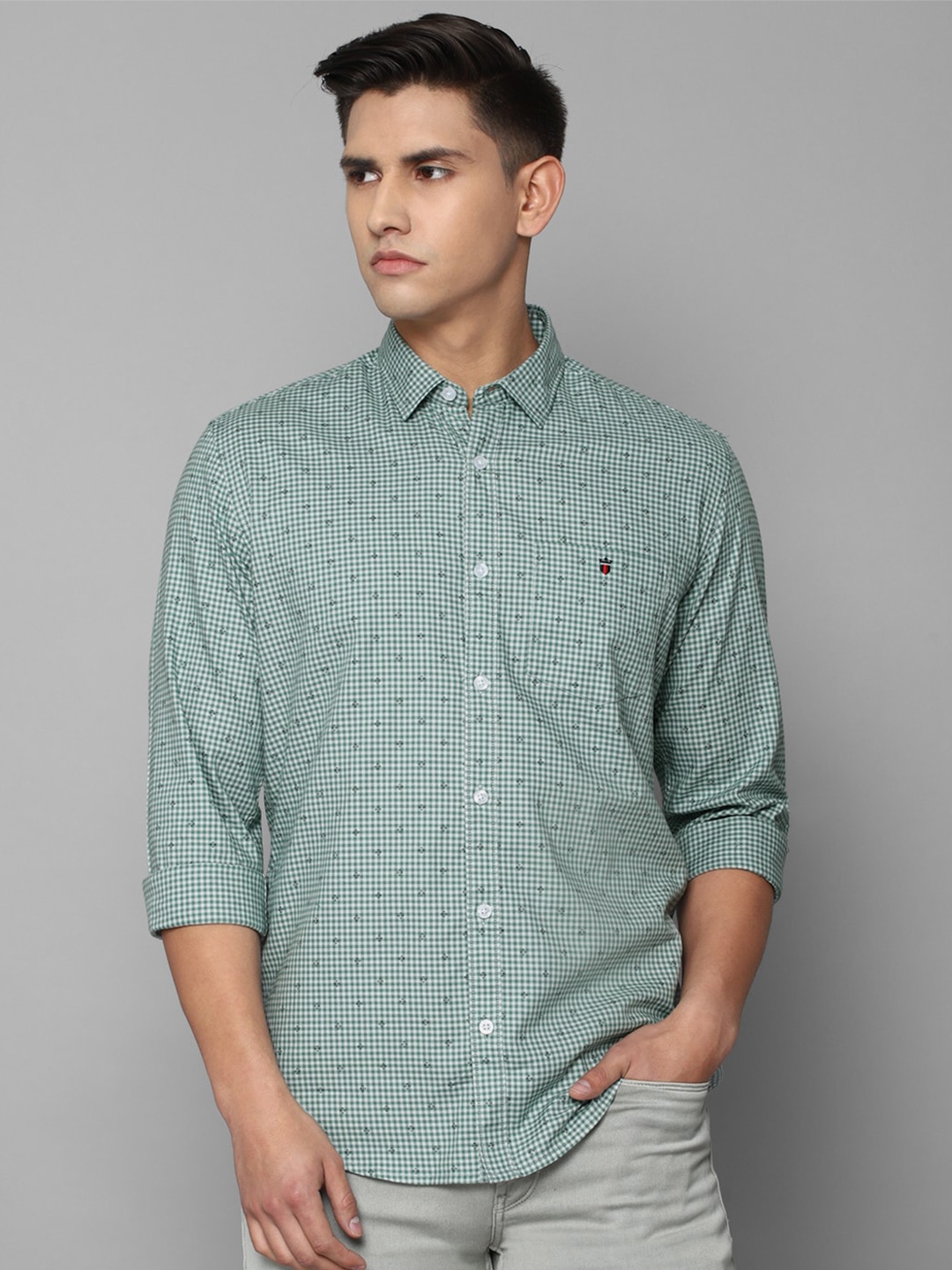 

Louis Philippe Jeans Men Slim Fit Printed Pure Cotton Casual Shirt, Green
