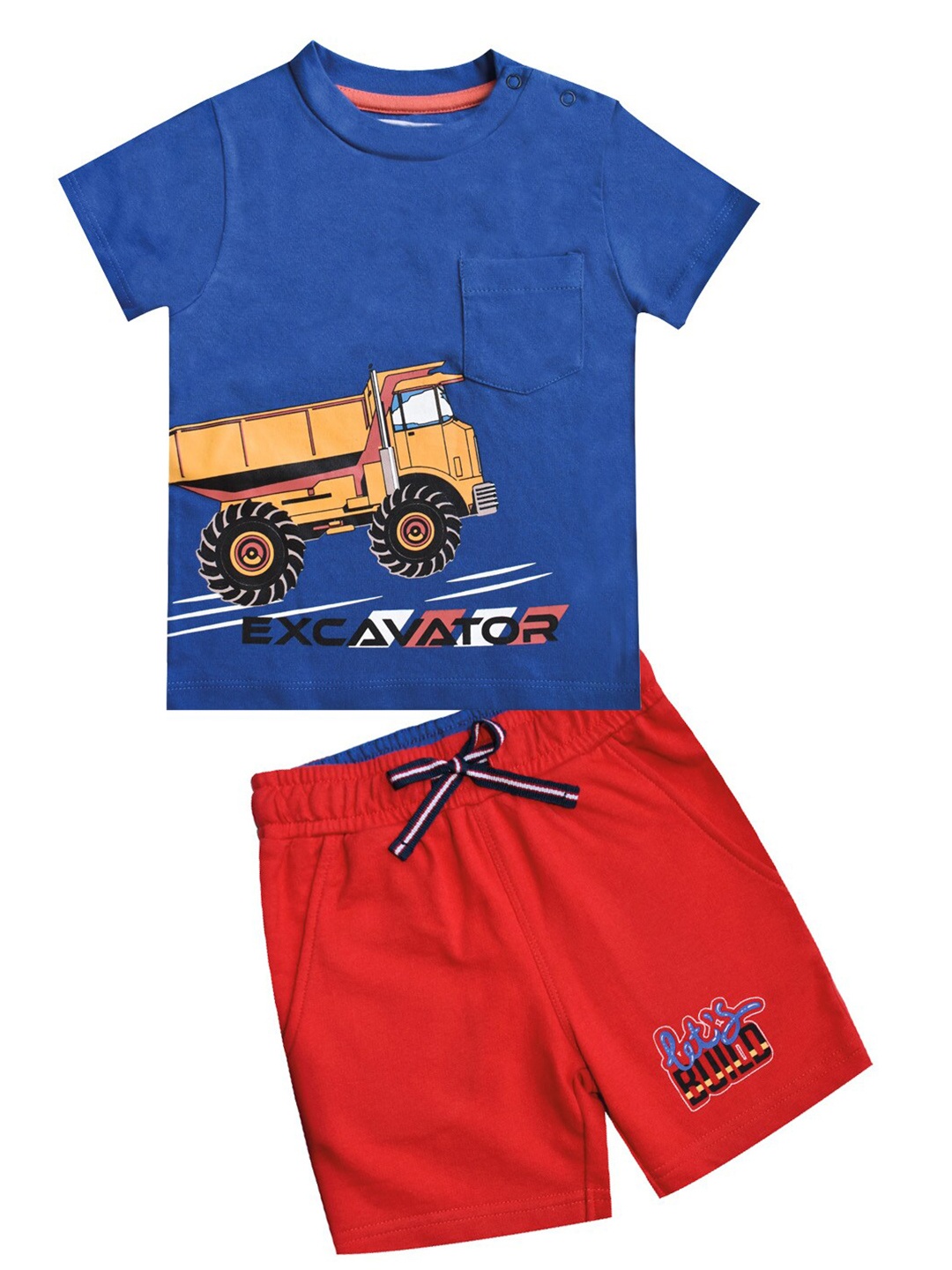 

milou Boys Printed Pure Cotton T-shirt with Shorts, Blue