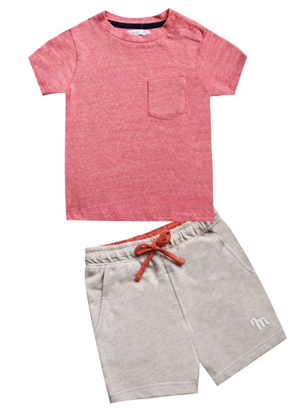 

milou Boys Pure Cotton T-shirt with Shorts, Pink