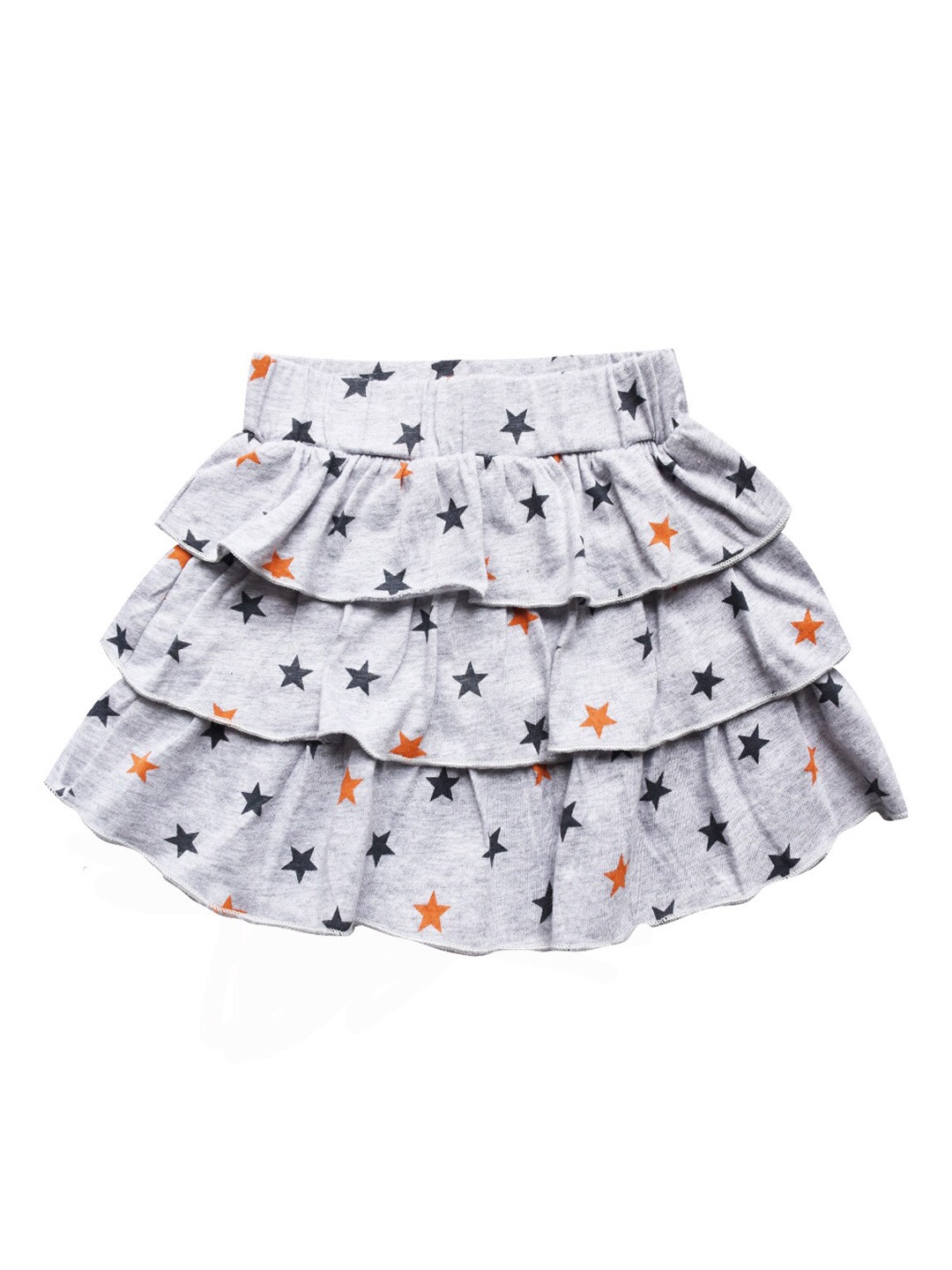 

milou Infant Girls Printed Pure Cotton Knitted Tiered Skirts, Grey