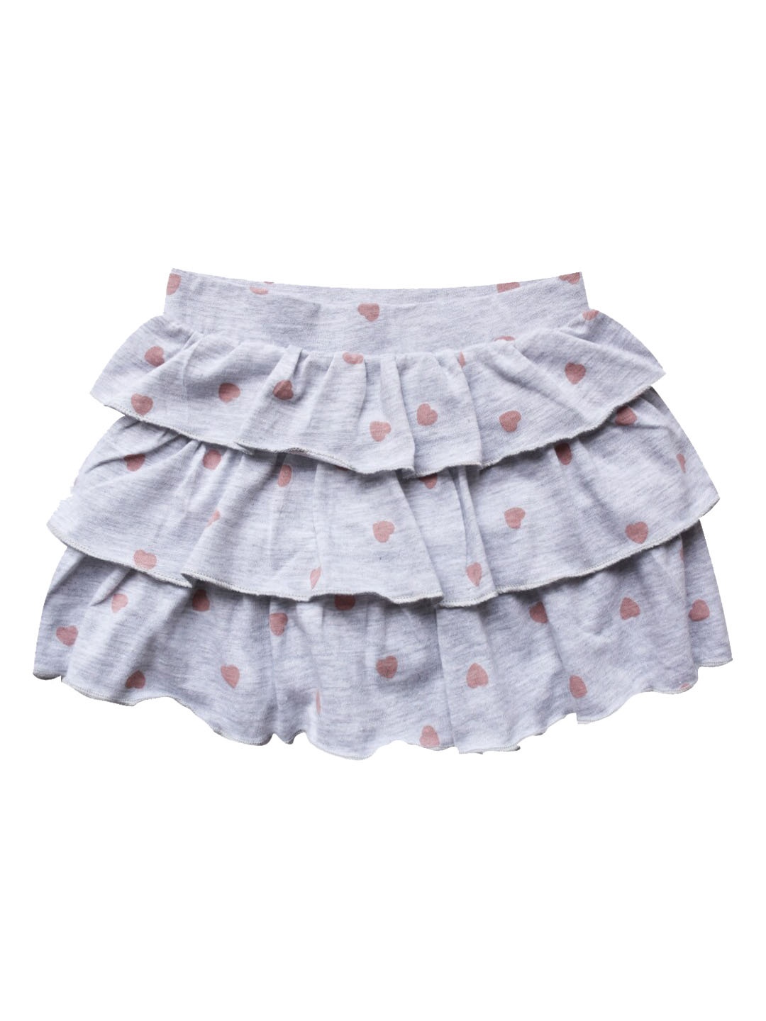

milou Infant Girls Heat Printed Pure Cotton Tiered Skirt, Grey