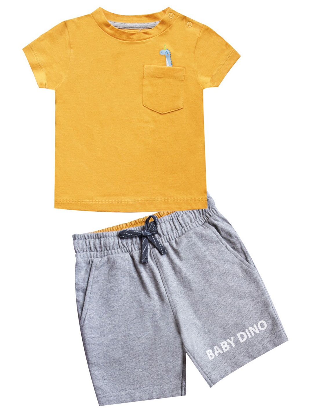 

milou Boys Pure Cotton T-shirt with Shorts, Mustard