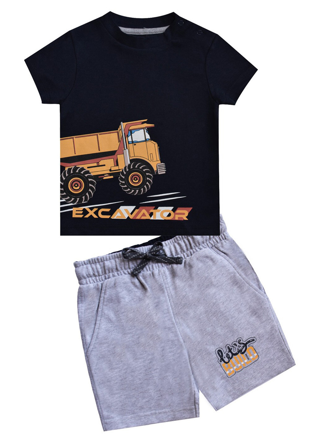 

milou Boys Printed Pure Cotton T-shirt with Shorts, Navy blue