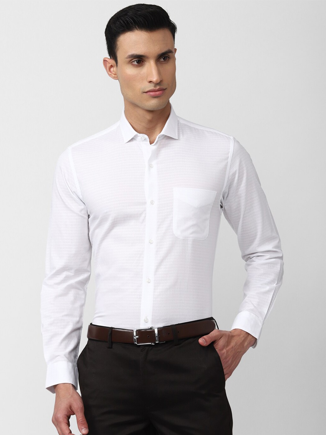 

Peter England Men Slim Fit Formal Cotton Shirt, White