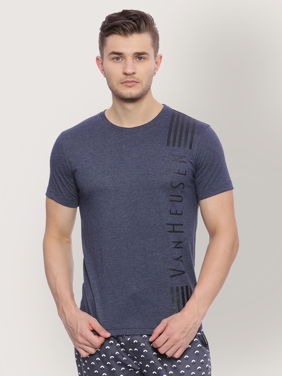 Van Heusen Printed Crew Neck Short Sleeve T-Shirt, Blue