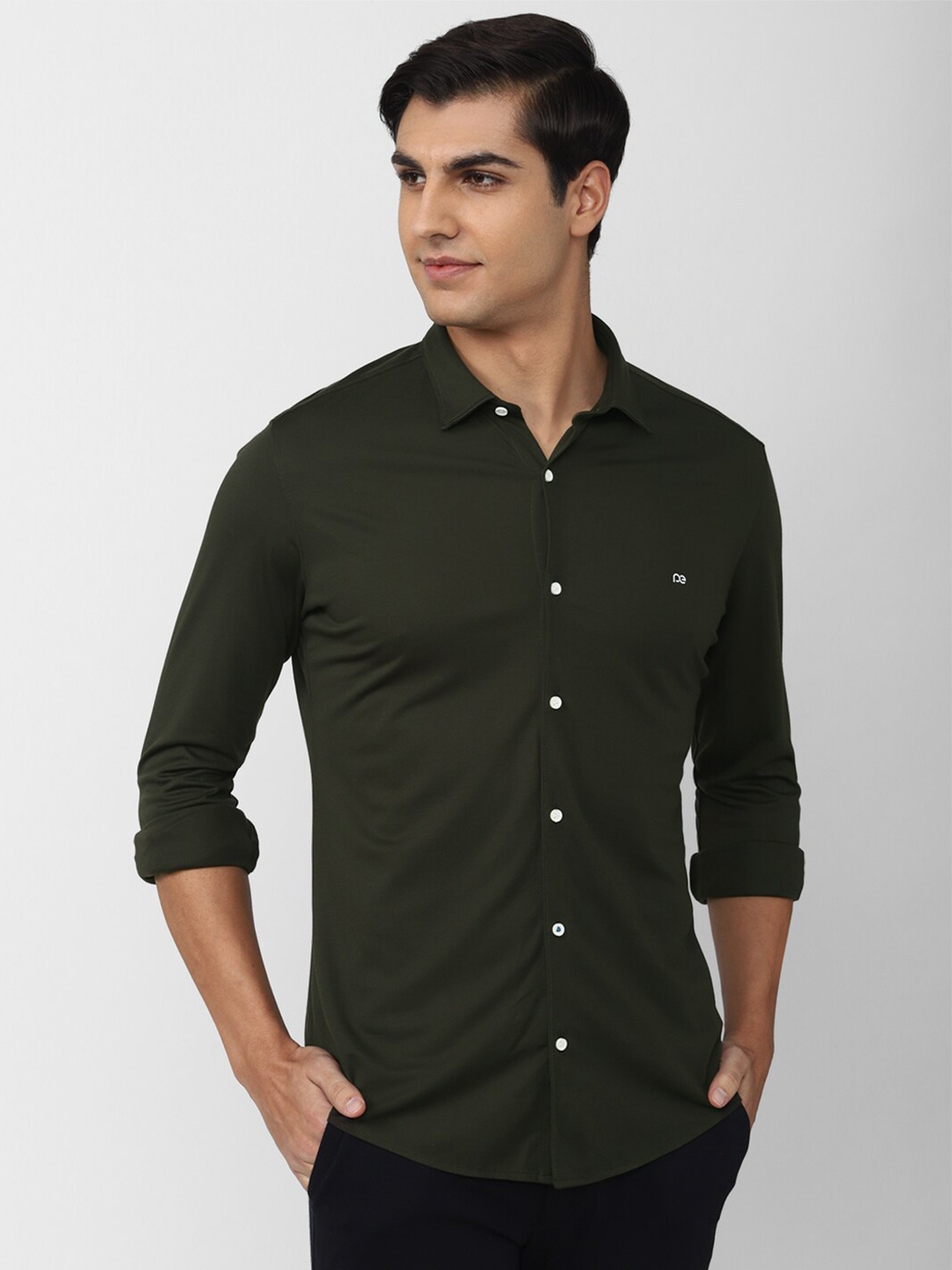 

Peter England Perform Athletic Fit Formal Full Sleeves Shirt, Green