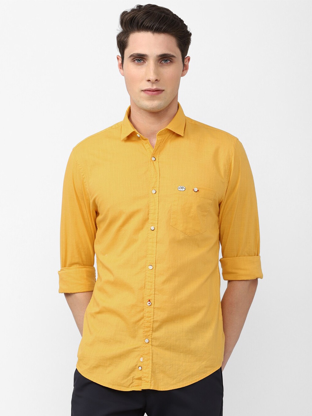 

Peter England Casuals Men Slim Fit Casual Cotton Shirt, Yellow