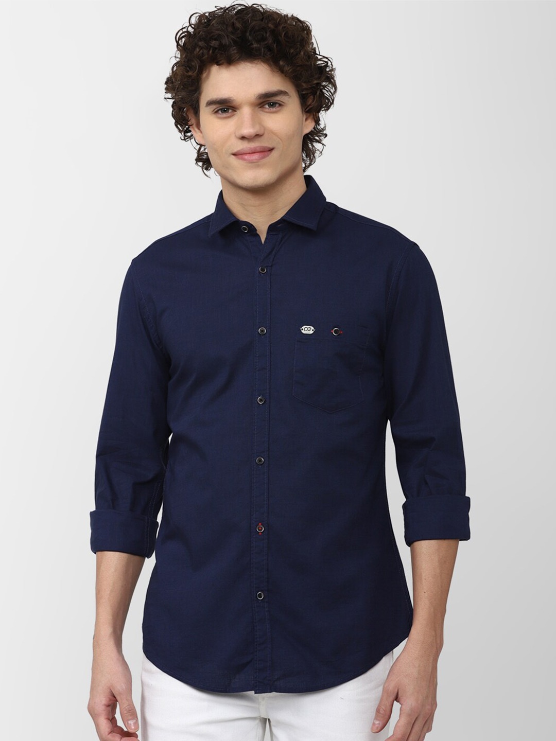 

Peter England Casuals Men Slim Fit Cotton Casual Shirt, Navy blue