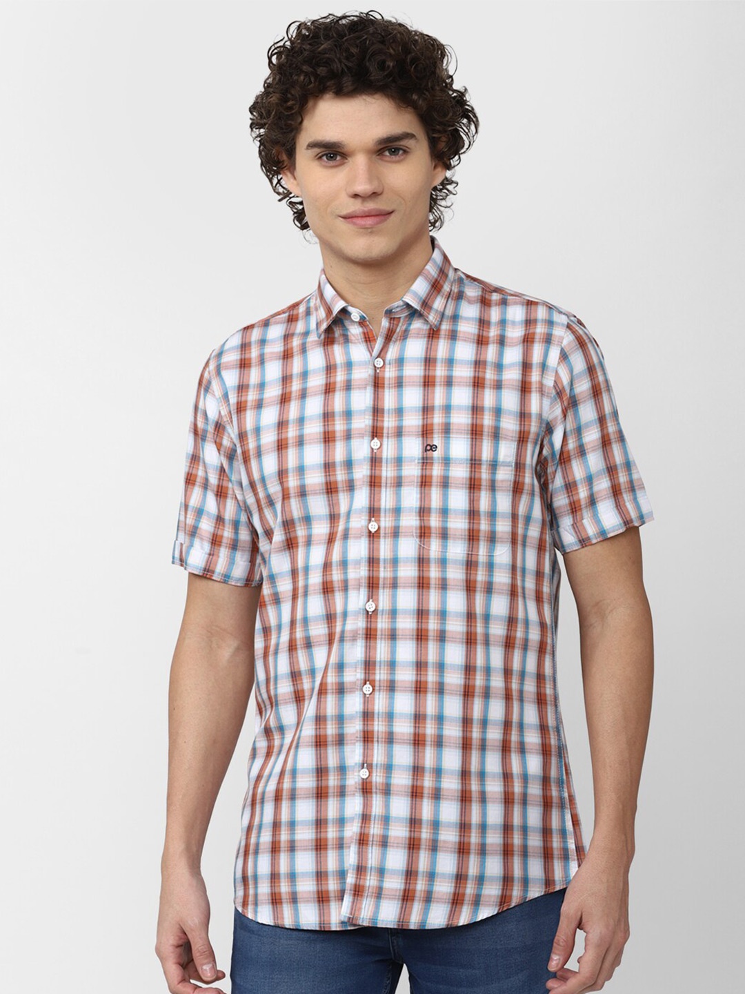 

Peter England Casuals Men Slim Fit Checked Cotton Casual Shirt, Multi