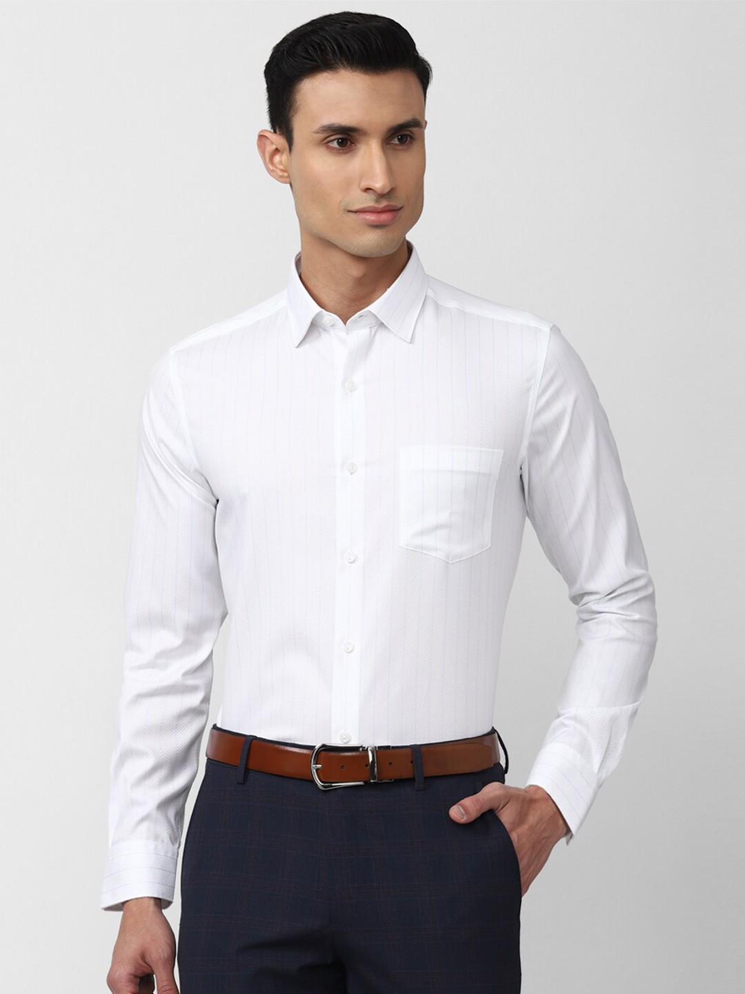 

Peter England Elite Men Striped Cotton Formal Shirt, White
