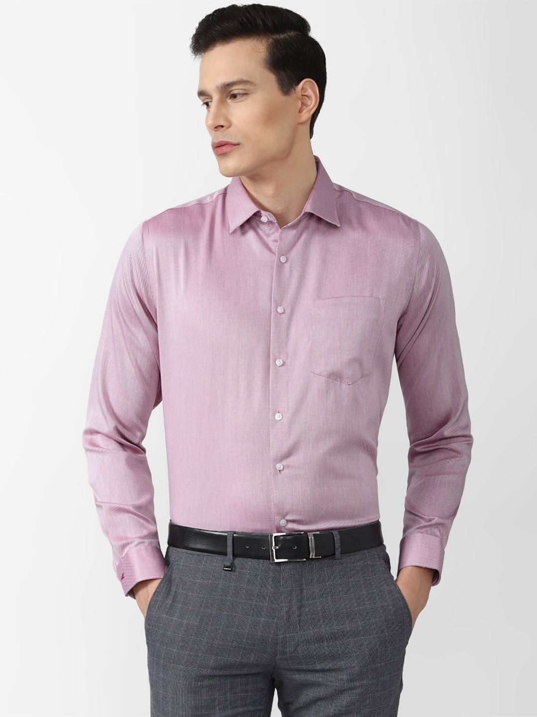 

Van Heusen Men Cotton Solid Slim Fit Formal Shirt, Purple