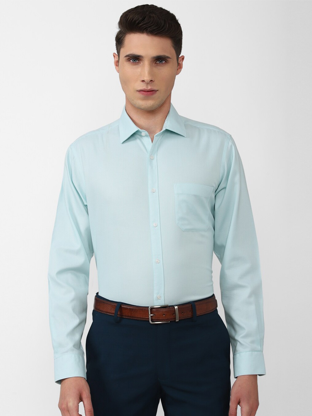 

Van Heusen Men Cotton Formal Shirt, Blue