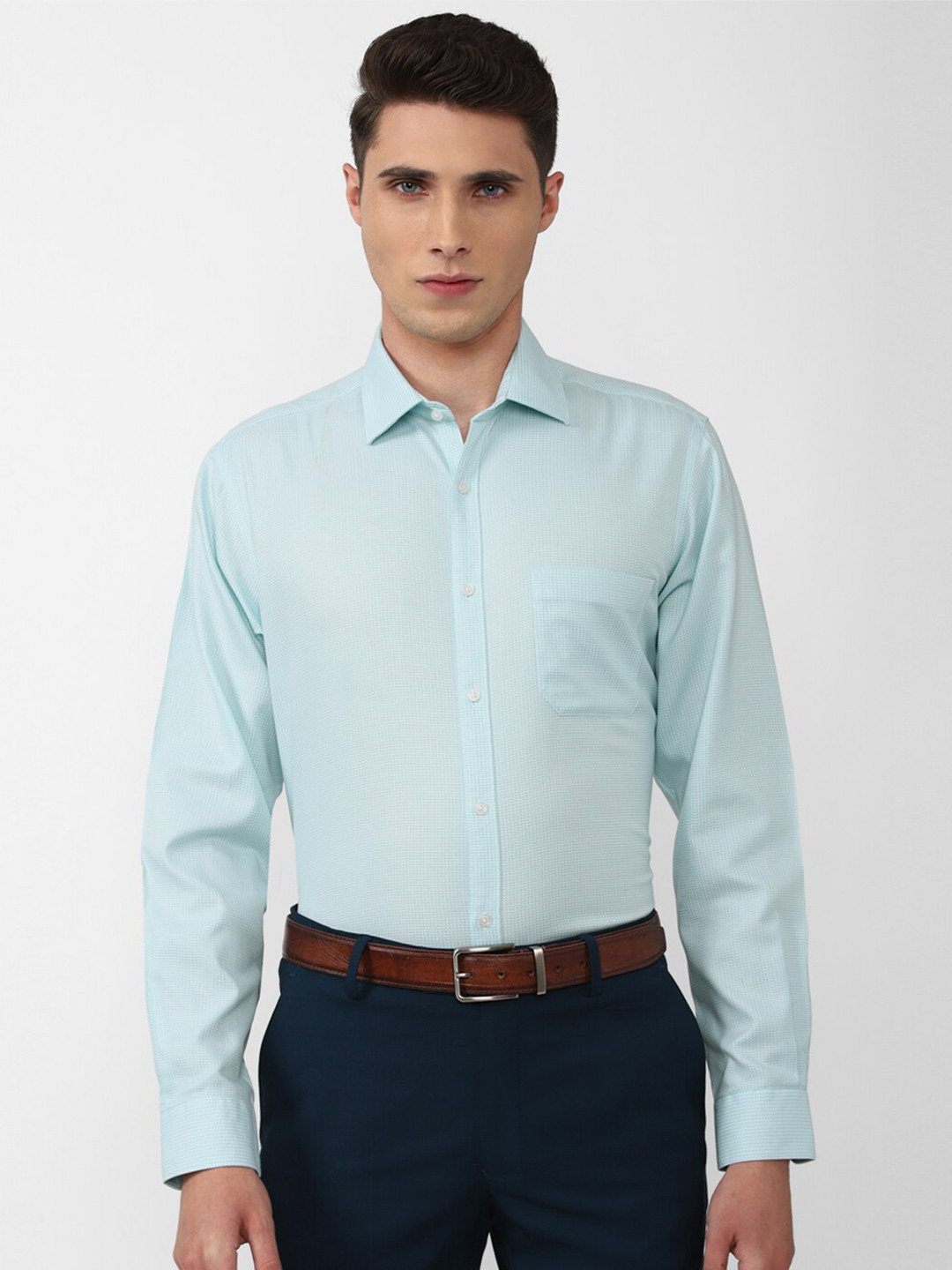 

Van Heusen Men Cotton Formal Shirt, Blue