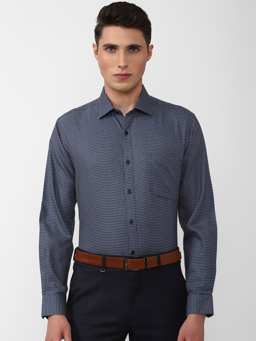 

Van Heusen Men Cotton Formal Shirt, Blue