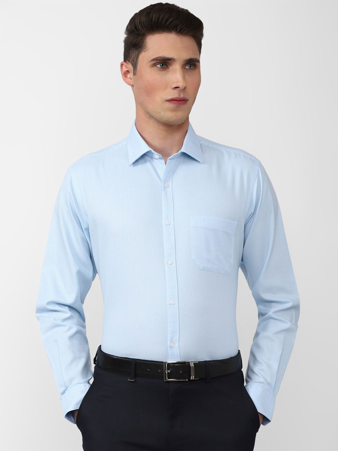 

Van Heusen Men Pure Cotton Formal Shirt, Blue