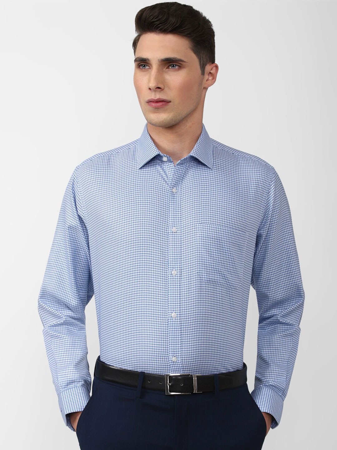 

Van Heusen Men Pure Cotton Formal Shirt, Blue