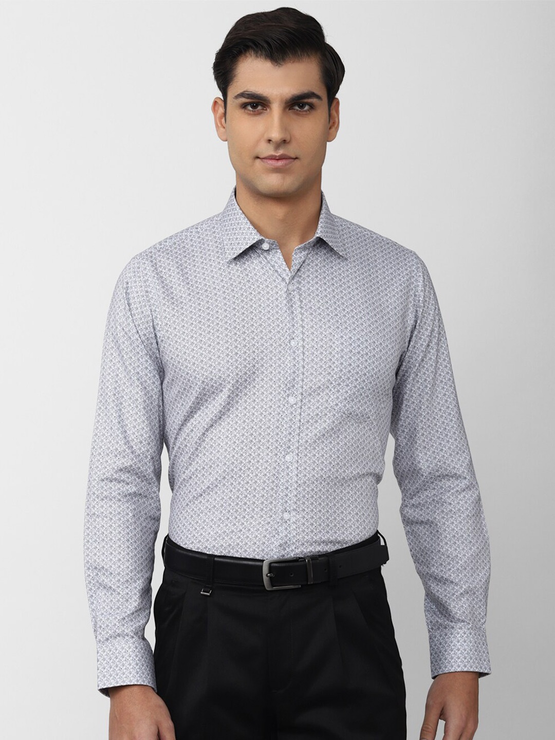 

Van Heusen Men Slim Fit Printed Pure Cotton Formal Shirt, Grey