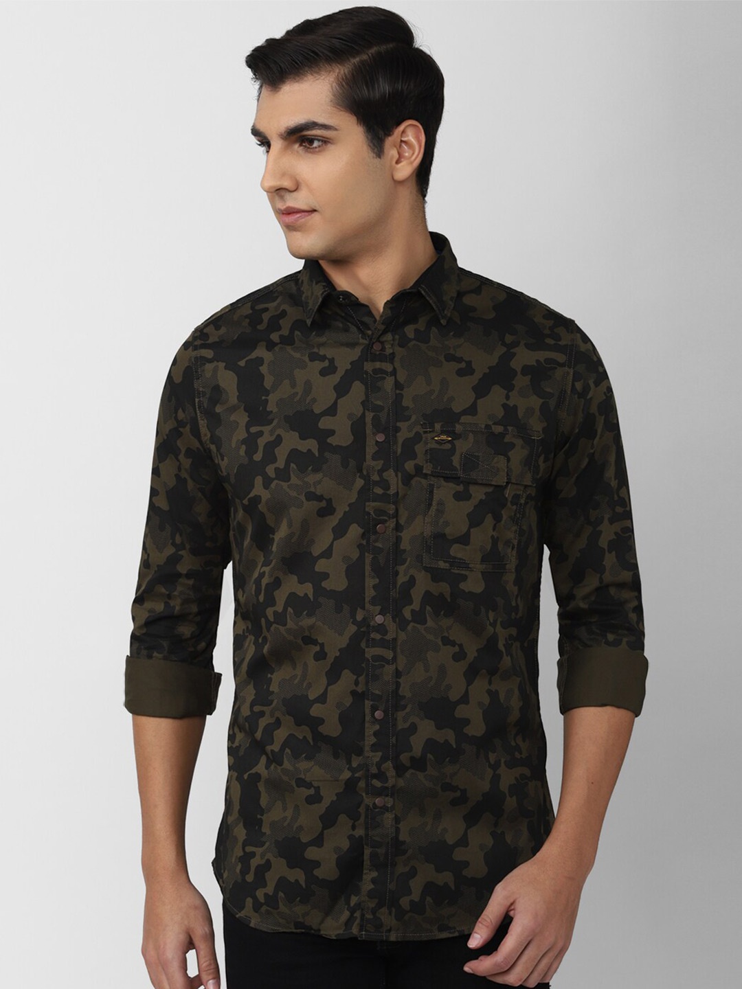 

VAN HEUSEN DENIM LABS Men Cotton Slim Fit Printed Casual Shirt, Green