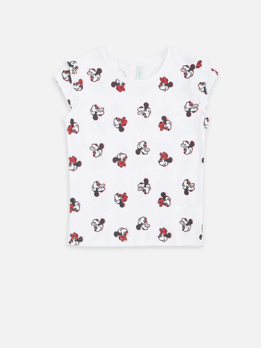 

Pantaloons Junior Girls Cotton Mickey Mouse Printed T-shirt, White