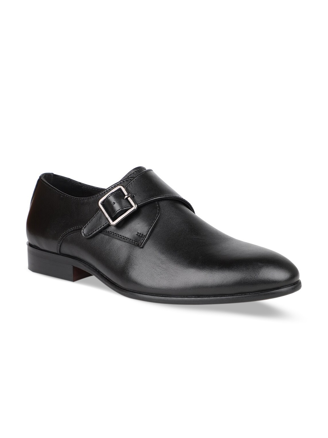 

ATESBER by Inc.5 Men Leather Formal Monk Shoes, Black